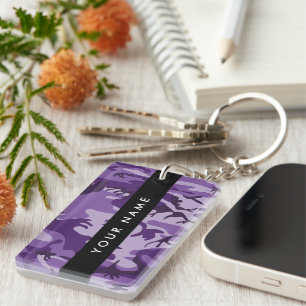 Porte-clefs Camouflage violet Votre nom Personnalisez