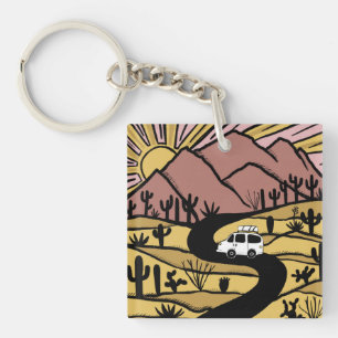 Porte-clefs Campervan Desert Mounts Vanlife RV Sunrise