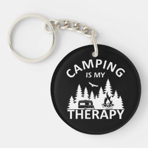 Porte-clefs Camping est ma thérapie drôle slogan de camper