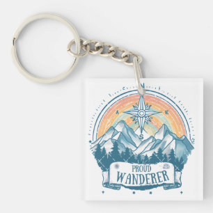 Porte-clefs Camping LGBTQ Fier Randonnée – Boussole Arc-en-Cie