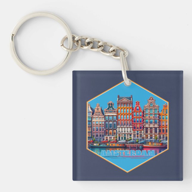 Porte-clefs Canal Amsterdam Pays-Bas Europe (Devant)