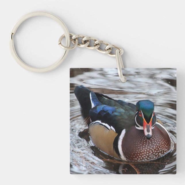 Porte-clefs Canard à bois unique (Devant)
