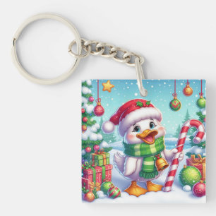 Porte-clefs Canard de Noël coloré mignon