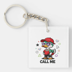 Porte-clefs Canard mignon et cool portant des lunettes de sole