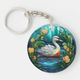 Porte-clefs Canards sauvages vitrail doux