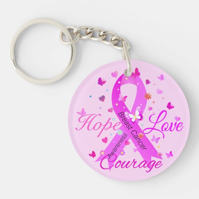 Porte-clefs Cancer du sein Hope Love Courage (Devant)
