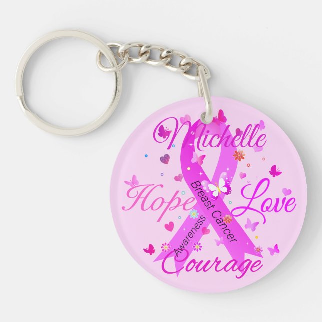 Porte-clefs Cancer du sein Hope Love Courage Porte - clé (Devant)