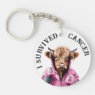 Porte-clefs Cancer du sein survivant Thème de la vache