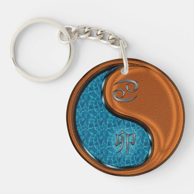 Porte-clefs Cancer et lapin de bois (Devant)