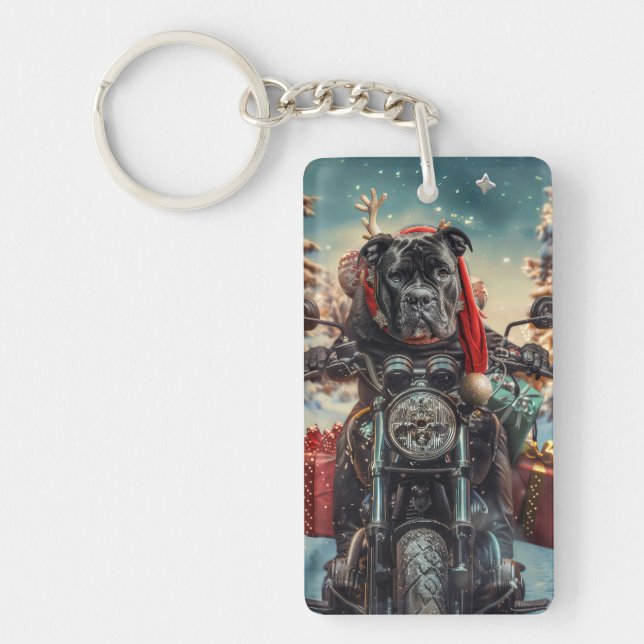 Porte-clefs Cane Corso Chien équitation Moto Noël (Devant)