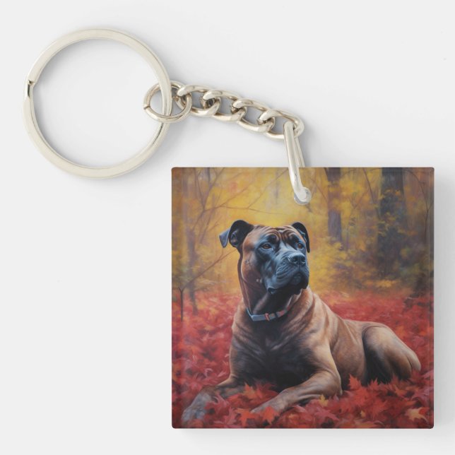 Porte-clefs Cane Corso en automne Feuilles automne Inspire (Devant)