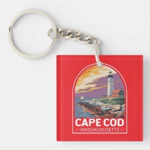 Porte-clefs Cape Cod Massachusetts Emblème d'art de voyage