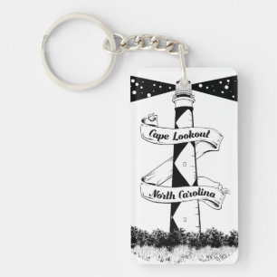 Porte-clefs Cape Lookout Lighthouse noir et blanc