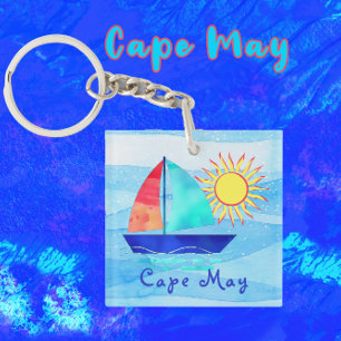 Porte-clefs Cape May New Jersey Sailboat et Sunshine Vacances