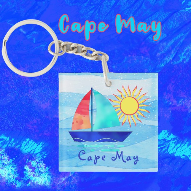 Porte-clefs Cape May New Jersey Sailboat et Sunshine Vacances (Créateur téléchargé)