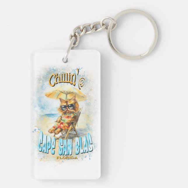 Porte-clefs Cape San Blas Florida Beach Lounge Cat (Dos)