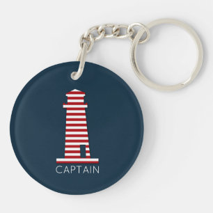 Porte-clefs CAPITAINE Phare Marin Bateau Rouge Blanc Bleu