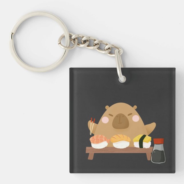 Porte-clefs Capybara avec Sushi (Devant)