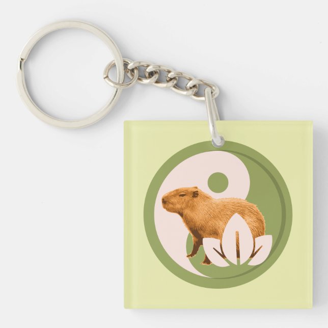 Porte-clefs Capybara Zen Yin Yang Nature Paisible (Devant)