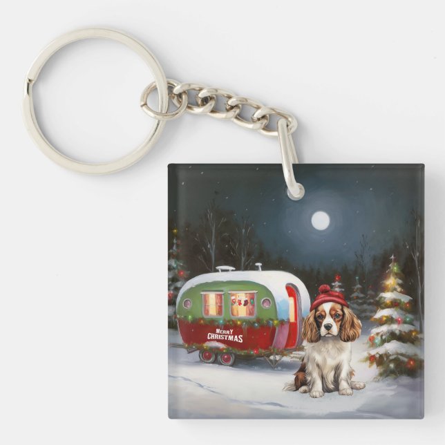 Porte-clefs Caravane de Noël Cavalier King Charles Spaniel (Devant)