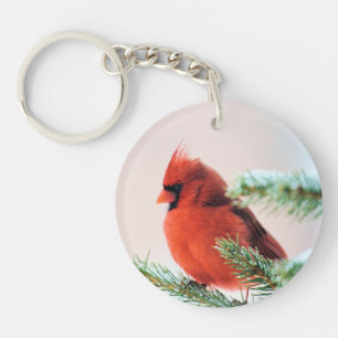 Porte-clefs Cardinal dans le sapin à neige
