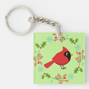 Porte-clefs Cardinal Rouge Cardinal Cardinal aux Fleurs