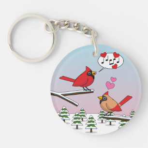 Porte-clefs Cardinaux du Nord Rouge mignonne Amour Paysage hiv