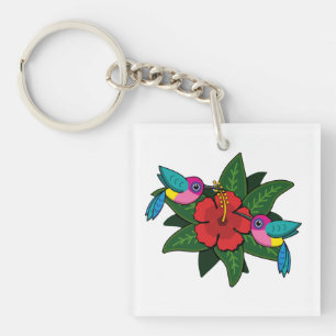 Porte-clefs Caricature à fleurs d'Hibiscus - W