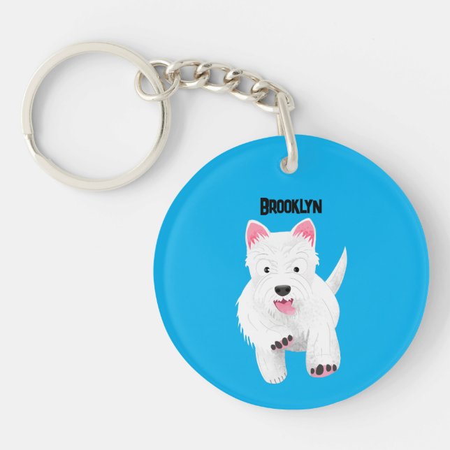 Porte-clefs Caricature blanche de terrier de l'ouest (Devant)