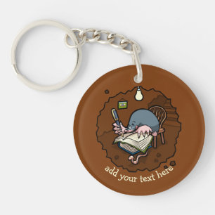Porte-clefs Caricature Cute Mole Novelist Livre D'Écriture Dan