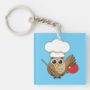Porte-clefs Caricature de Chouette à Cuisine mignonne