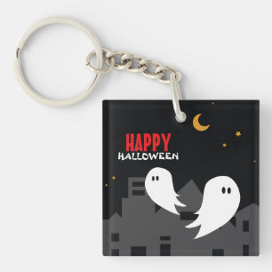 Porte-clefs Caricature de la ville fantôme éffrayante hallowee