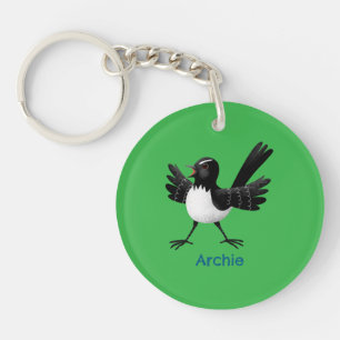 Porte-clefs Caricature de Willie Wagtail australienne personna