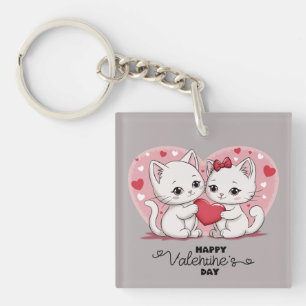 Porte-clefs Caricature mignonne Amoureux de les chats Coeurs S