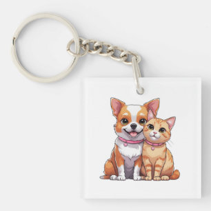 Porte-clefs Caricature pour chien et chat de Cute Kawaii