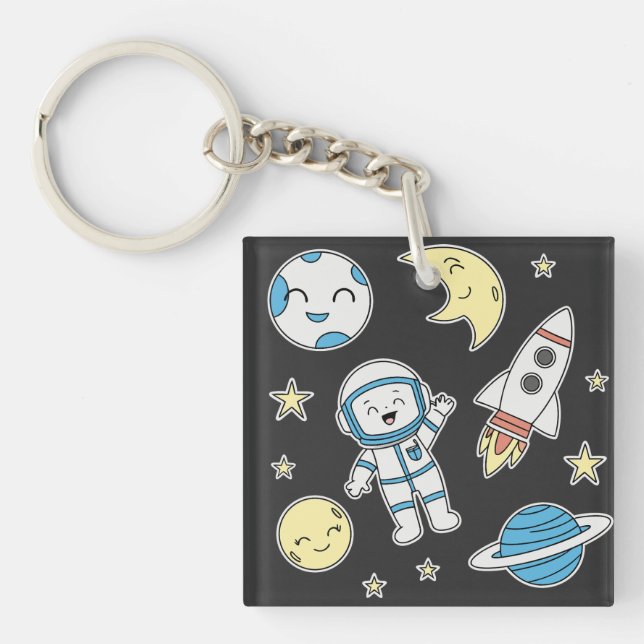 Porte-clefs Caricature pour l'aventure spatiale - Design Porte (Devant)