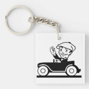 Porte-clefs Caricature vintage classique voiture rétro bandes