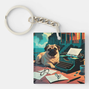 Porte-clefs Carlin chien gentleman vintage