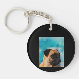 Porte-clefs Carlin Portrait Joli Carlin Face Carlin Lover