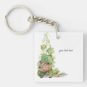 Porte-clefs Carpinterie à l'aquarelle Oiseaux Vigne Feuilles V