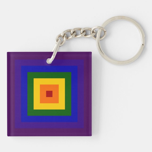 Porte-clefs Carré arc-en-ciel (Dos)