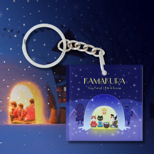 Porte-clefs Carré de la fête de neige d'Edo-Neko