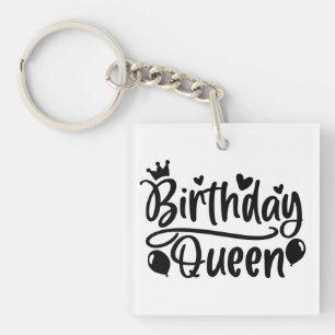 Porte-clefs Carré de la reine d'anniversaire