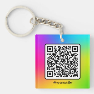 Porte-clefs Carré de médias sociaux QR Code acrylique personna