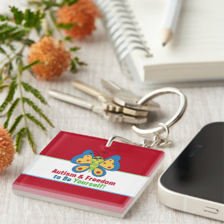 Porte-clefs Carré de sensibilisation sur l'autisme (double fac