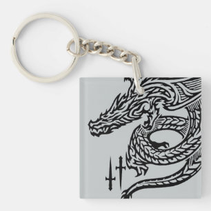 Porte-clefs Carré Dragon (double face) Porte - clé