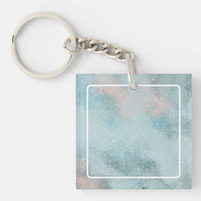 Porte-clefs Carré Famille Photo Fête des Mères Cadeau (Devant)