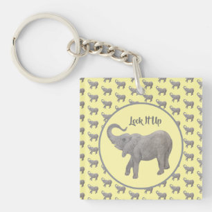 Porte-clefs Carré jaune éléphant bébé