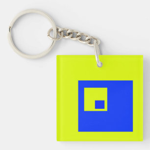 Porte-clefs Carré jaune et bleu