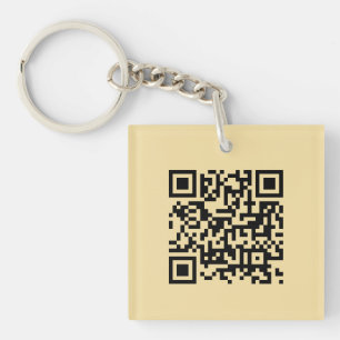 Porte-clefs Carré moderne élégant monobloc or QR Code